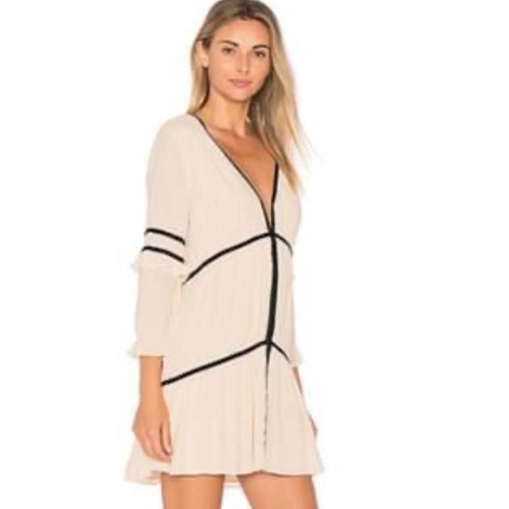 Tularose Cream Dress w/Black Piping